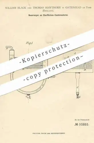 original Patent - William Black , Thomas Hawthorn , Gateshead on Tyne , England , 1880 , Oberflächen - Kondensator !!