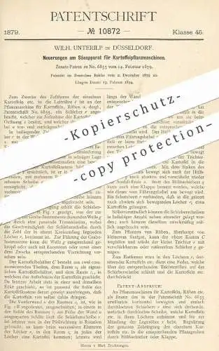 original Patent - Wilh. Unterilp , Düsseldorf , 1879 , Säeapparat für Kartoffelpflanzmaschinen | Aussaat , Kartoffeln !