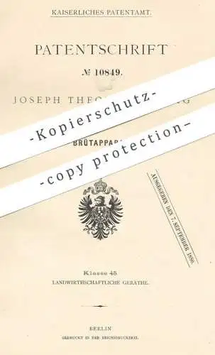 original Patent - Joseph Theodor Ludwig , Bonn , 1880 , Brütapparat | Brutapparat | Brutkasten , Tierzucht , Landwirt