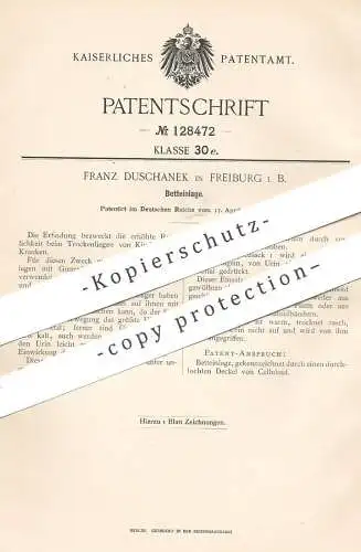 original Patent - Franz Duschanek , Freiburg , 1901 , Betteinlage | Bett , Betten , Matratze , Matte , Decke, Gummidecke