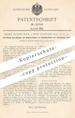 original Patent - Henry Alonzo Buck , West Stafford , Connecticut USA , 1900 , Absperrschieber an Dampfmaschinen | Motor