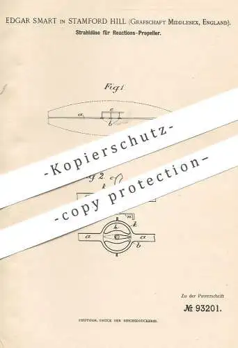 original Patent - Edgar Smart , Stamford Hill , Middlesex , England  1895 , Strahldüse für Reaktions- Propeller | Schiff