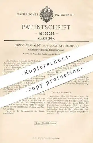 original Patent - Ludwig Ehrhardt , Malstatt / Burbach , 1901 , Ausziehbarer Rost für Flammrohrkessel | Kessel , Ofen !!