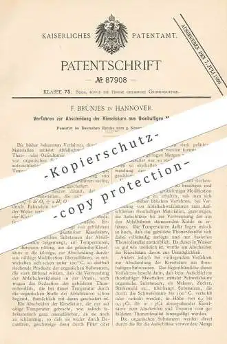 original Patent - F. Brünjes , Hannover , 1895 , Abscheidung der Kieselsäure aus tonhaltigem Material | Teer , Öl !!!