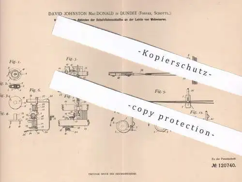 original Patent - David Johnston Mac Donald , Dundee , Forfax , Schottland , 1899 , Webstuhl , Weben , Weber , Weberei