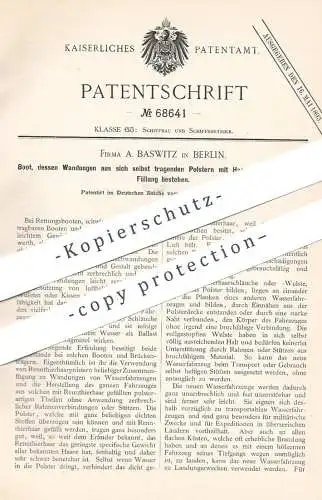 original Patent - A. Baswitz , Berlin  1892 , Boot , Rettungsboot | Boote , Schiff , Schiffe , Bootsbauer , Schiffsbauer