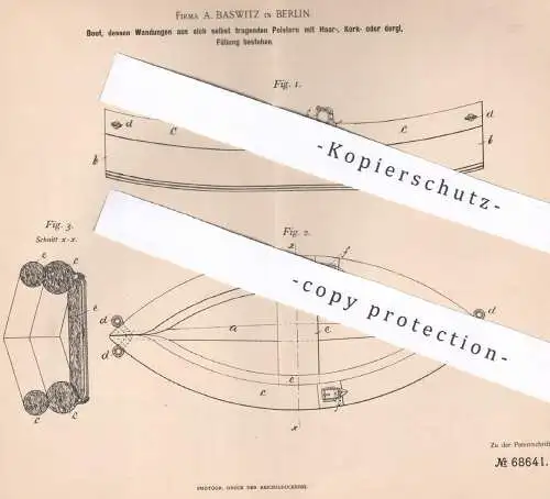 original Patent - A. Baswitz , Berlin  1892 , Boot , Rettungsboot | Boote , Schiff , Schiffe , Bootsbauer , Schiffsbauer