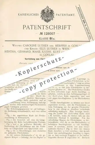 original Patent - Caroline Luther / Herpfer & Kinder , Goslar / Wien | 1901 | Fördern fester Stoffe | Beförderung | Gall