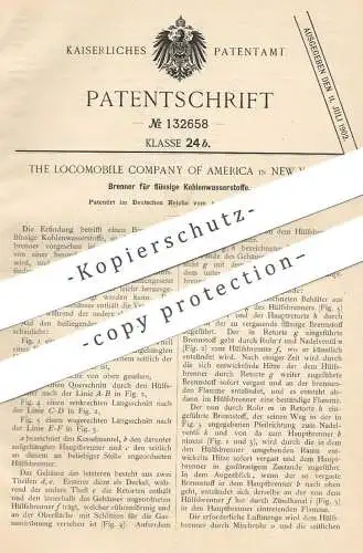 original Patent - The Locomobile Company of America , New York , 1901 , Brenner für flüssige Kohlenwasserstoffe !!!