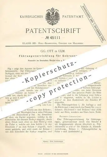 original Patent - GG. Ott , Ulm , 1888 , Führung für Gehrungssägen | Gehrung , Säge , Säge , Holz , Tischler