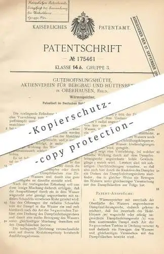 original Patent - Gutehoffnungshütte Aktienverein für Bergbau & Hüttenbetrieb Oberhausen | Wärmespeicher | Dampfmaschine