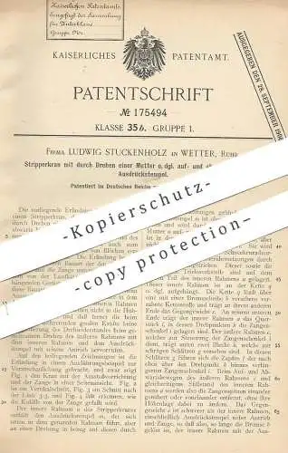 original Patent - Ludwig Stuckenholz , Wetter / Ruhr , 1903 , Stripperkran | Kran , Kräne | Laufkatze , Baukran !!