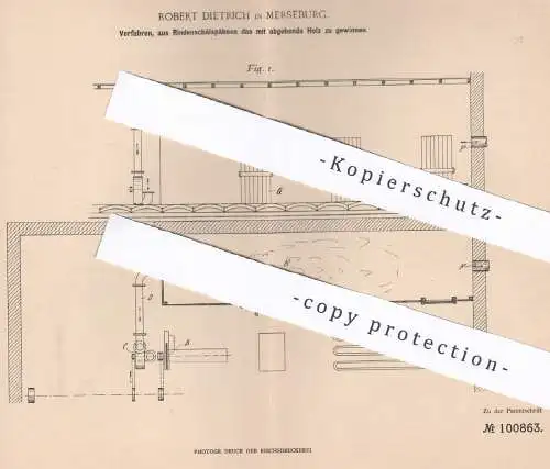 original Patent - Robert Dietrich , Merseburg , 1898 , Holz gewinnen beim Rinde schälen | Baumholz , Papier , Cellulose