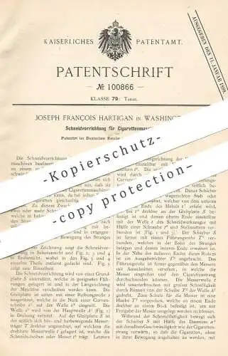 original Patent - Joseph François Hartigan , Washington , USA , 1897 , Schneidvorrichtung für Zigarettenmaschine | Tabak