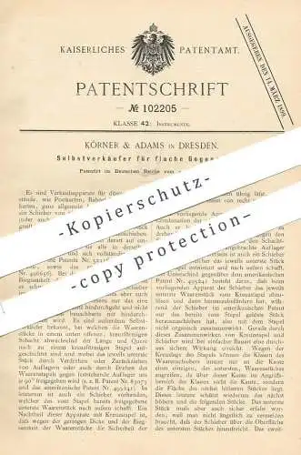 original Patent - Körner & Adams , Dresden , 1898 , Selbstverkäufer für flache Waren | Fahrkarten - Automat | Kasse