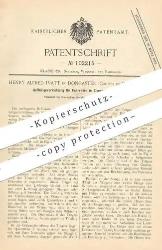 original Patent - Henry Alfred Ivatt , Doncaster , York , England , 1898 , Aufhängung f. Fahrräder in Eisenbahnen | Bahn