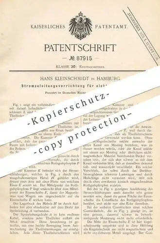 original Patent - Hans Kleinschmidt , Hamburg , 1895 , Stromzuleitung f. elektrische Bahnen | Straßenbahn , Bahn , Strom