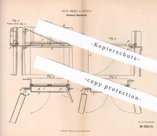 original Patent - Fritz Mejer , Leipzig , 1892 , Drehbares Blumenbrett | Brett | Fensterbrett für Blumen | Fenster !!!