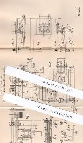 original Patent - Ernst Pott , Barmen , 1892 , Ausrückvorrichtung an Briefumschlagmaschine | Brief - Umschlag | Kuvert !