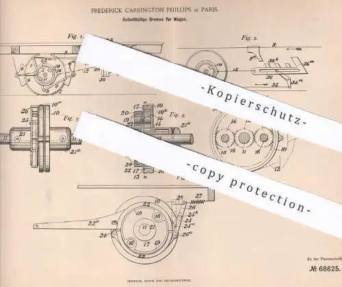 original Patent - Frederick Carrington Phillips , Paris , Frankreich , 1892 , Bremse für Wagen | Eisenbahn , Tramway !!