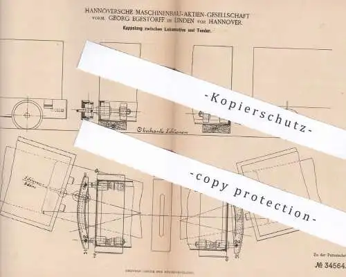 original Patent - Hannoversche Maschinenbau AG vorm. Georg Egestorff , Hannover / Linden | Kupplung für Lokomotive