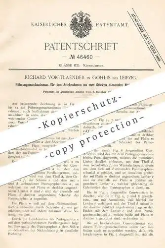 original Patent - Richard Voigtländer , Leipzig / Gohlis , 1887 , Führung für den Stickrahmen zum Sticken an Nähmaschine