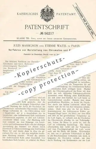 original Patent - Jules Massignon , Etienne Watel , Paris , Frankreich , 1890 , Herstellung von Chromaten & Bichromaten