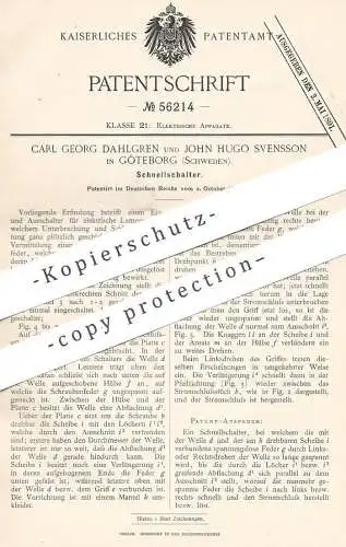 original Patent - Carl Georg Dahlgren , John Hugo Svensson , Göteborg , Schweden , 1890 , Lichtschalter , Schalter !!!