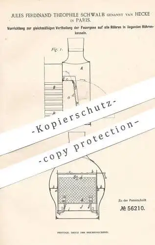 original Patent - Jules Ferdinand Theophile Schwalb van Hecke , Paris , Frankreich | Verteilung der Feuergase im Kessel