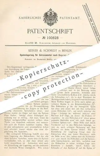 original Patent - Keiser & Schmidt , Berlin , 1898 , Spulenlagerung für Galvanometer nach Deprez d'Arsonval | Batterie !