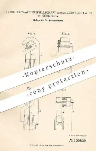 original Patent - Elektrizitäts- AG vorm. Schuckert & Co. Nürnberg 1898 | Messgerät f. Wechselstrom | Strom , Elektriker