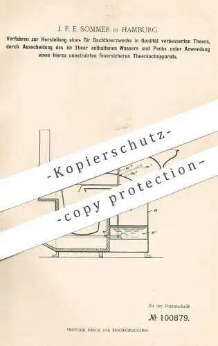 original Patent - J. F. E. Sommer , Hamburg , 1897 , Teer , Pech für Dach | Dachdecker | Dachpappe | Theer , Gas !!