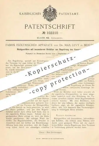 original Patent - Fabrik Elektrischer Apparate von Dr. Max Levy , Berlin , 1898 , Röntgenröhre | Röntgen Röhre | Vakuum