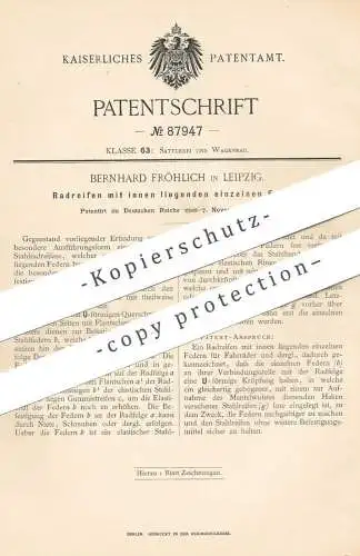 original Patent - Bernhard Fröhlich , Leipzig , 1895 , Radreifen | Rad - Reifen | Räder | Wagenrad , Kutsche