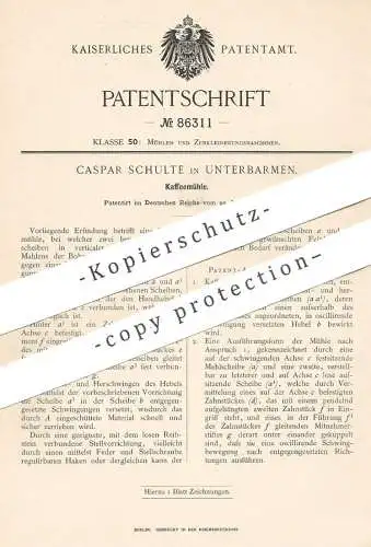 original Patent - Caspar Schulte , Unterbarmen , 1895 , Kaffeemühle | Kaffee - Mühle | Mühlen , Coffee | Müllerei