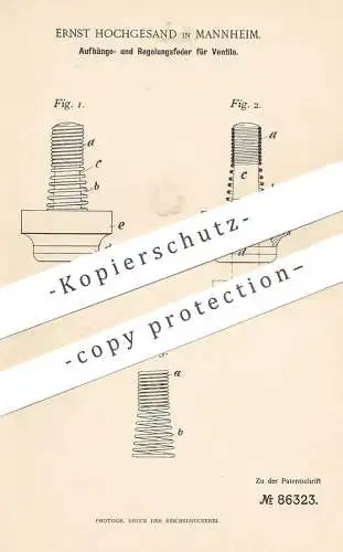 original Patent - Notenblatt aus Pappe , 1895 , Aufhänge- und Regelungsfeder für Ventile | Ventil , Feder , Schlosser