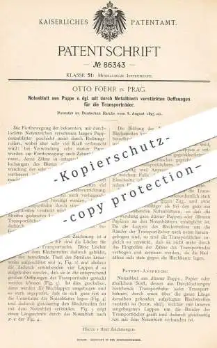 original Patent - Otto Foehr , Prag , 1895 , Notenblatt aus Pappe | Notenblätter | Noten , Musik , Musikinstrumente !!