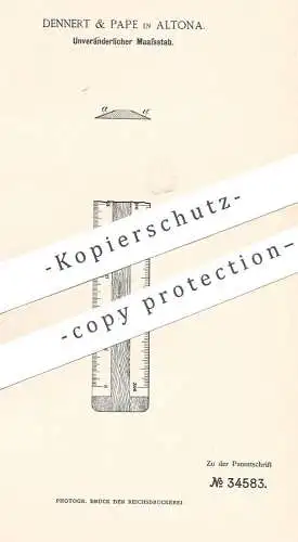 original Patent - Dennert & Pape , Hamburg / Altona , 1885 , Unveränderlicher Maßstab aus Holz | Lineal , Maßstäbe !!