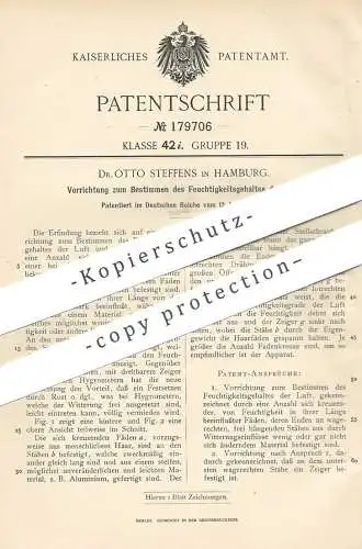 original Patent - Dr. Otto Steffens , Hamburg , 1905 , Bestimmen der Luftfeuchtigkeit | Luftfeuchte , Luft !!