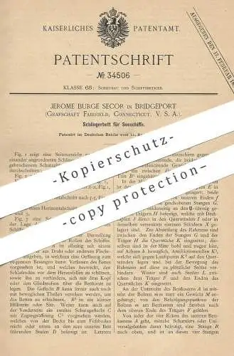 original Patent - Jerome Burge Secor , Bridgeport , Fairfield , Connecticut , USA | Schlingerbrett für Schiffe | Schiff