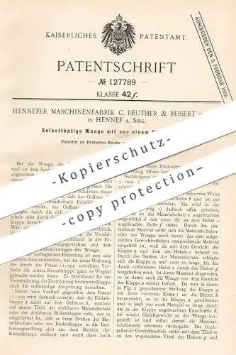 original Patent - Hennefer Maschinenfabrik C. Reuther & Reisert mbH , Hennef / Sieg , 1901 , Waage , Waagen | Wiegen