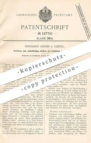 original Patent - Reinhard Oehme , Leipzig , 1900 , Öffnen u. Schließen der Gasleitung | Gas , Leuchtgas , Brenner !!!