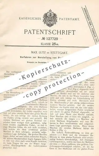 original Patent - Max Lutz , Stuttgart , 1900 , Herstellung von Pressmusterware | Wirkstuhl , Webstuhl , Stoff , Gewebe