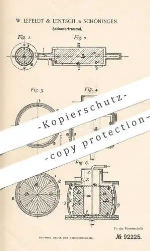 original Patent - W. Lefeldt & Lentsch , Schöningen , 1896 , Schleudertrommel | Schleuder - Trommel | Milchschleuder