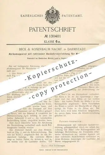 original Patent - Beck & Rosenbaum Nachf. , Darmstadt , 1901 , Abräumapparat für Malzdarre | Malz - Darren !!