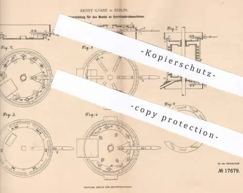 original Patent - Ernst Garbe , Berlin , 1881 , Getreidebürstmaschine | Getreide | Bürste , Mühle , Landwirtschaft !!