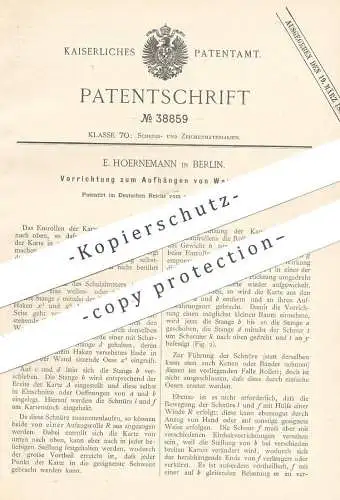 original Patent - E. Hoernemann , Berlin 1886 , Aufhängen von Wandkarten | Landkarte , Wandkarte , Karten , Tafel Schule