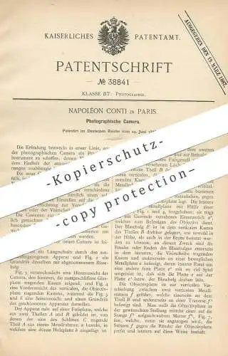 original Patent - Napoléon Conti , Paris , Frankreich , 1886 , Photographische Kamera | Photography , Fotograf , Camera