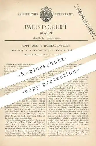 original Patent - Carl Jensen , Horsens , Dänemark , 1886 , Parquet - Fußboden | Parkett , Dielen , Holz , Tischler