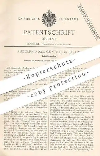 original Patent - Rudolph Adam Günther , Berlin , 1891 , Toilettenkasten | WC Spülung | Toilette , Kloset , Abort